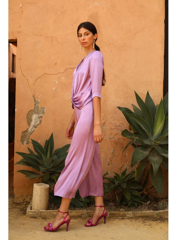 Party set with gathered body and wide pants