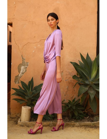 Party set with gathered body and wide pants