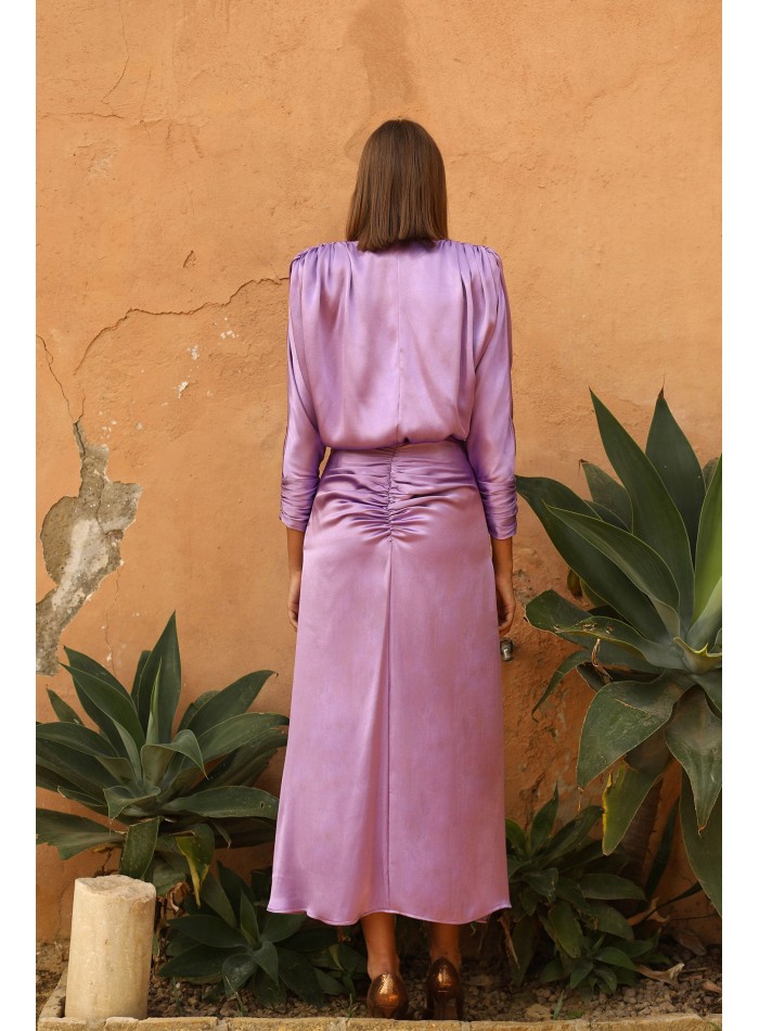 Robe de soirée midi avec épaules profondes et...