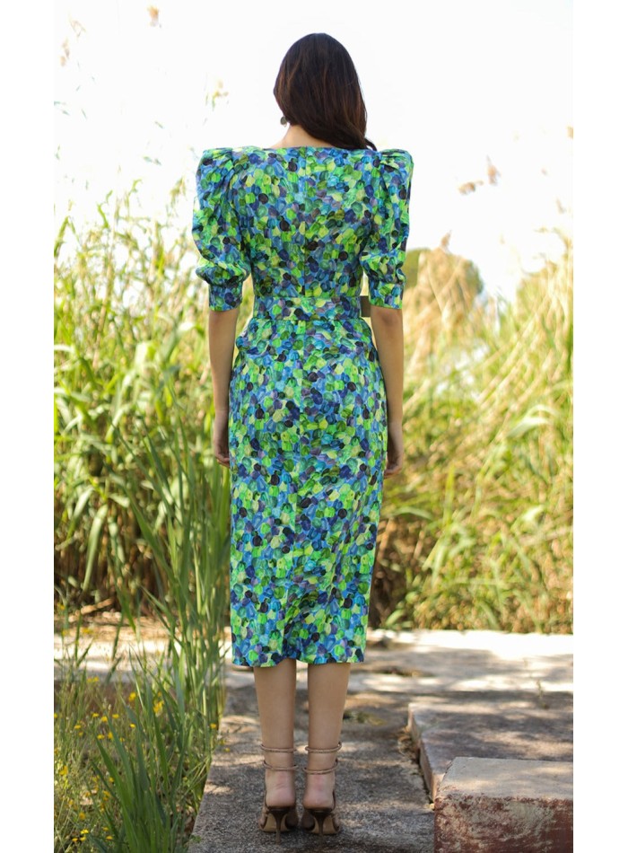 Vestido midi de fiesta estampado con escote...