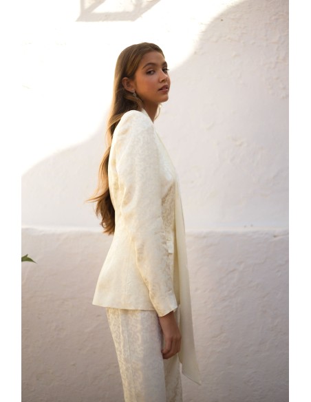 Costume jacquard de style Veste avec pantalon à large jambe