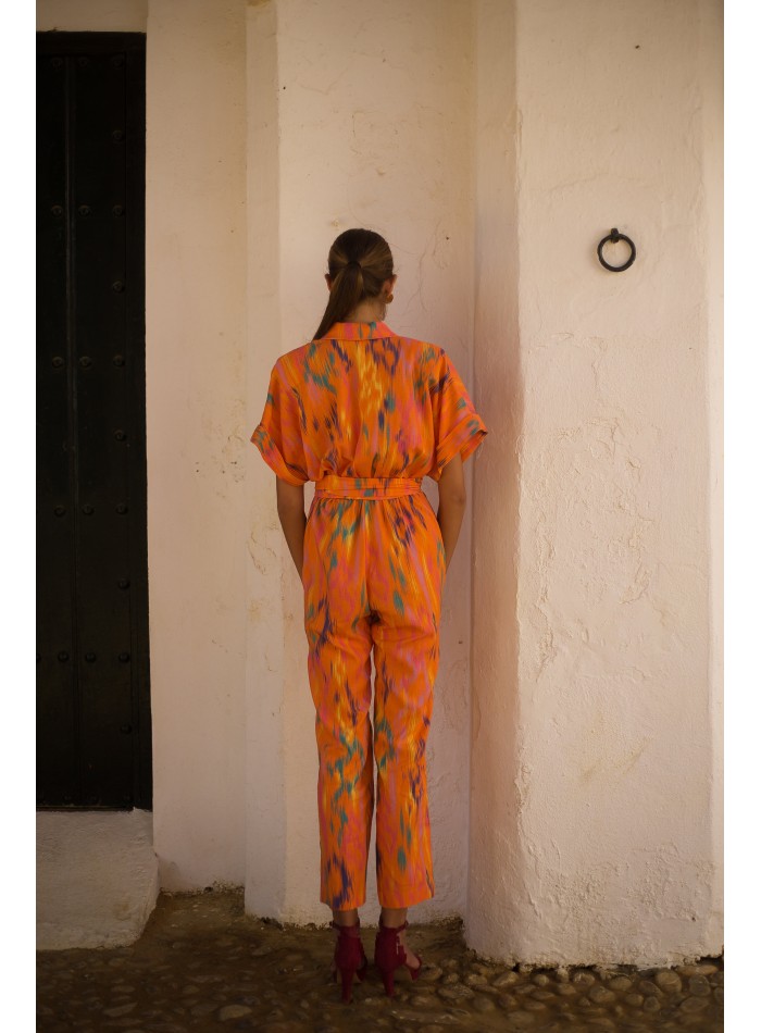 Mono de fiesta estampado con manga raglán y...