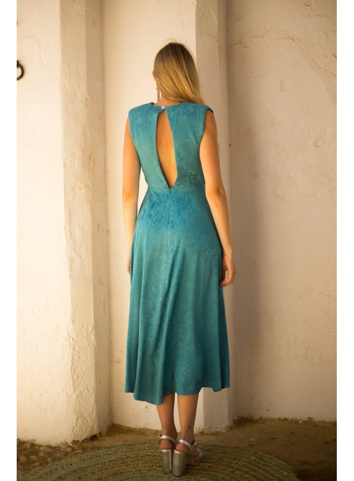 Robe de soirée midi en jacquard avec décolleté...