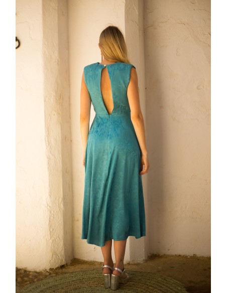 Robe de soirée midi en jacquard avec décolleté en V