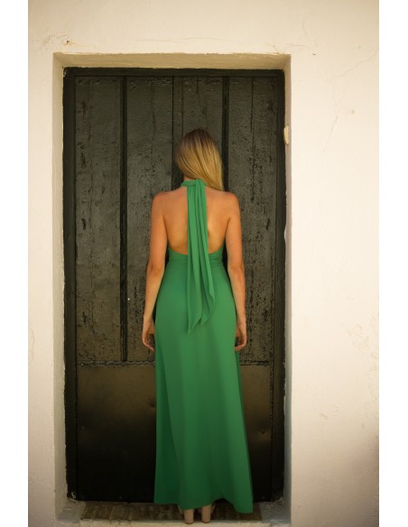 Robe longue de fête avec encolure dos nu croisée