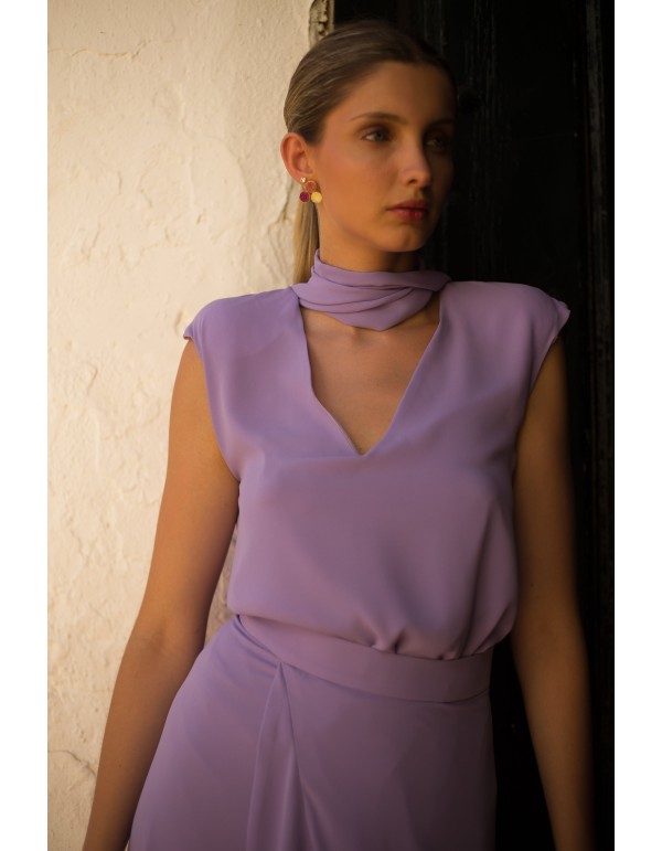 Ensemble Top et Jupe mauves à volants en cascade 2