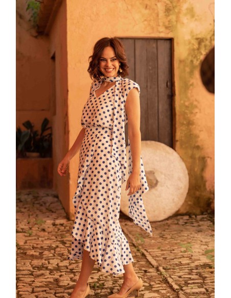 Top and cross skirt with polka dot frilly set