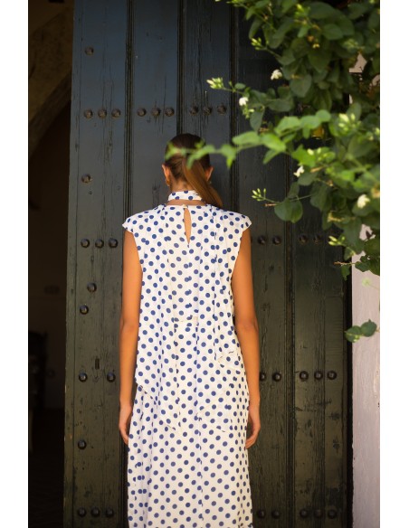 Conjunto top y falda cruzada con volante de lunares