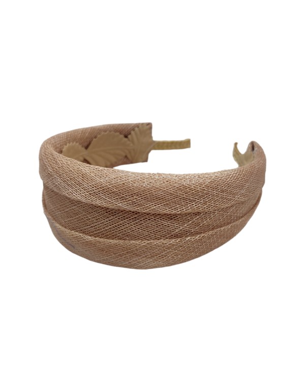 Bandeau de fête beige en double raphia 2