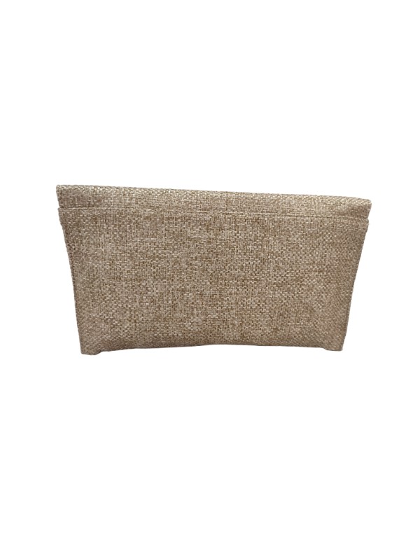 Cartera de fiesta en yute beige con piedra morada 2