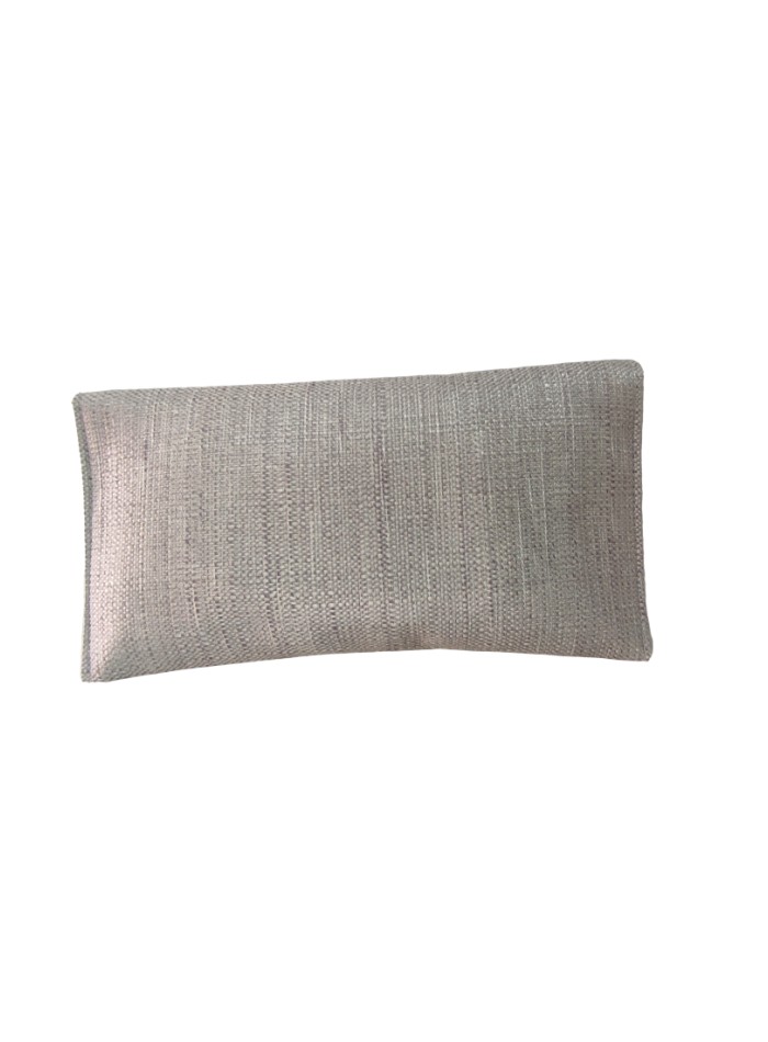 Pearl grey jute party clutch with pebble closure