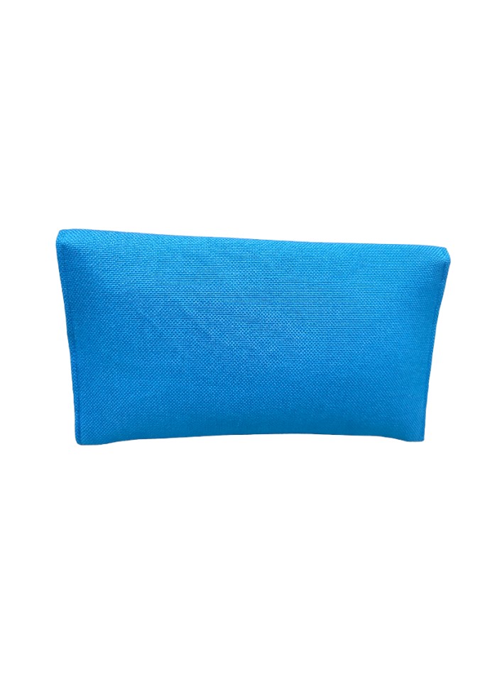 Portefeuille en raphia bleu avec fermoir en...