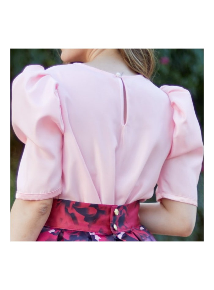 Plain blouse with closed neckline and short...