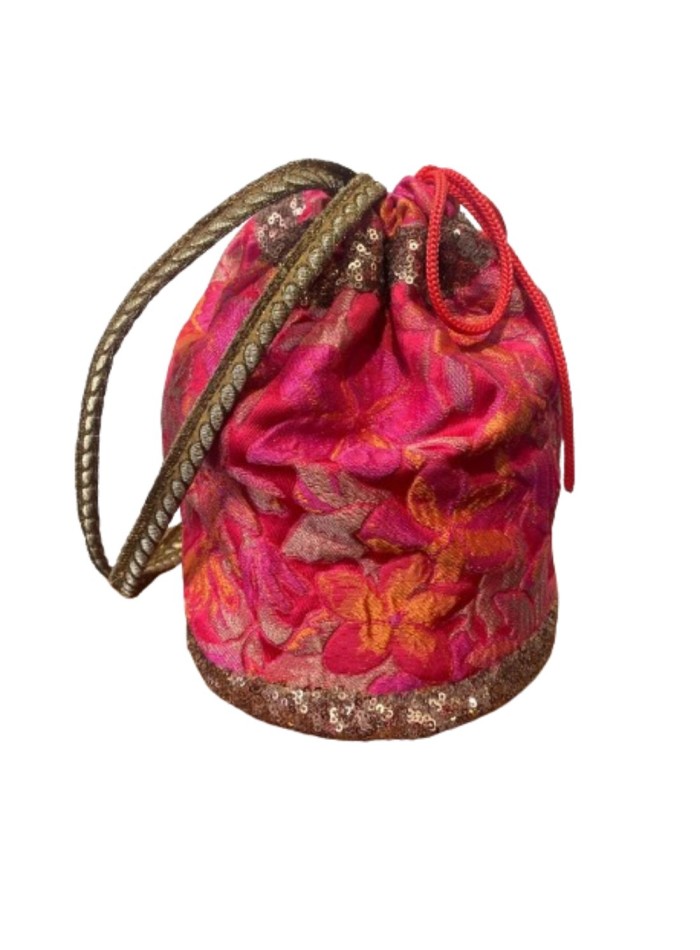 Fuchsia and orange brocade party bonbonniere
