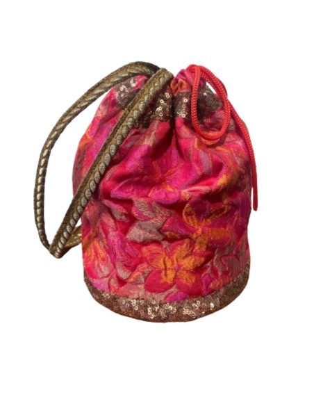 Fuchsia and orange brocade party bonbonniere