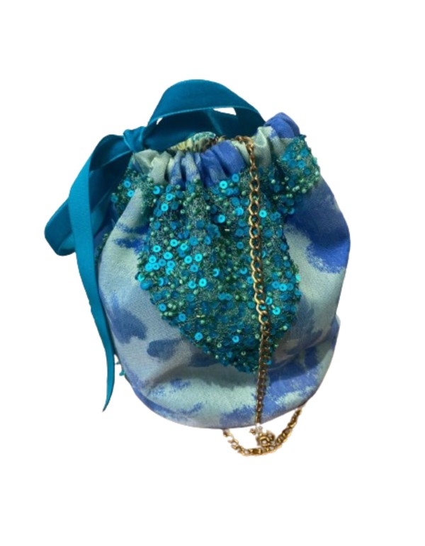 Bonbonnière de fête bleue et verte fantaisie