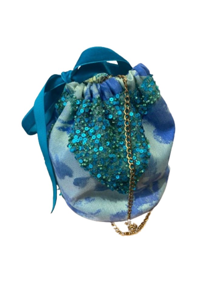 Bombonera de fiesta fantasía en tonos azules y verdes