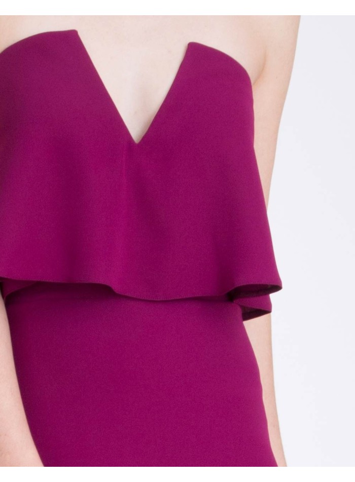 Strapless Long gown with ruffle and V neckline - Amelie Lauren Lynn London - 4