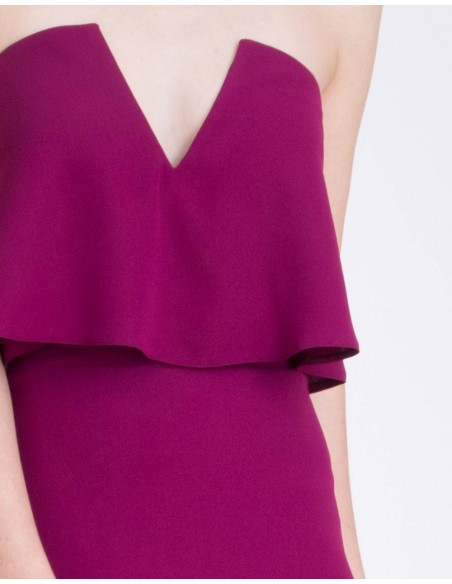 Strapless Long gown with ruffle and V neckline - Amelie Lauren Lynn London - 4