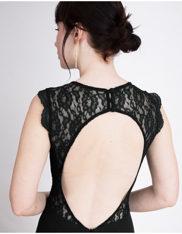 Long party dress with lace body Emma Black