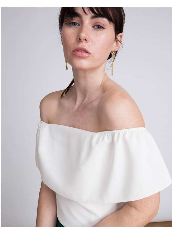 Louisa white party top with bandeau neckline