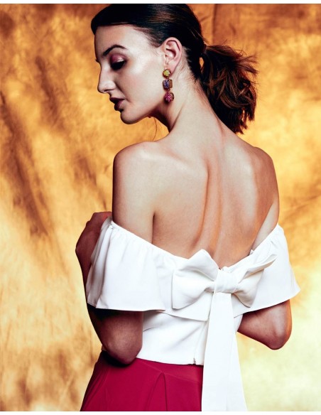 Louisa white party top with bandeau neckline Lauren Lynn London - 2