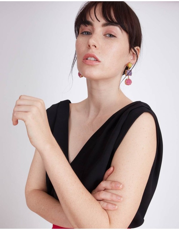 Black party top with V-neck Millie