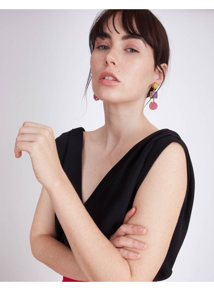 Black party top with V-neck Millie