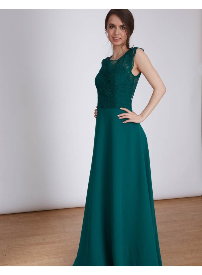 Vestido de fiesta largo de encaje con la espalda abierta Emma