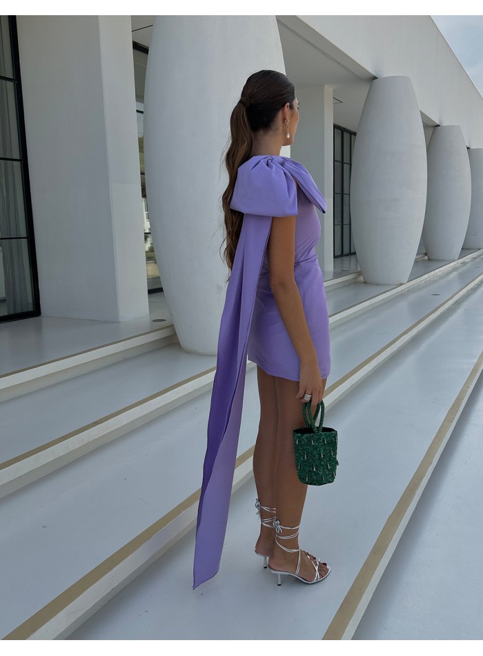 Robe asymétrique avec nœud à l'épaule - Teresa...