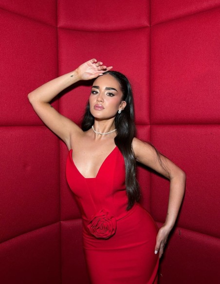 Robe de cocktail sans bretelles avec maxi fleur en 3D - Marta Baos