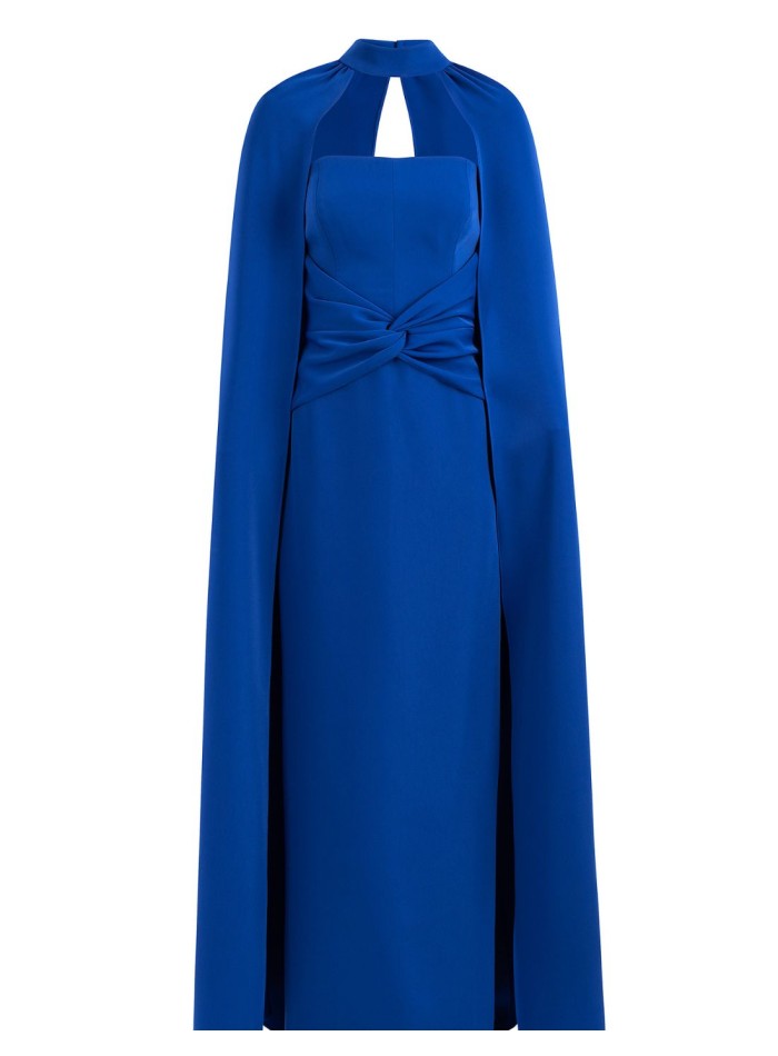 Robe longue de mariage avec ruchés et cape pour...