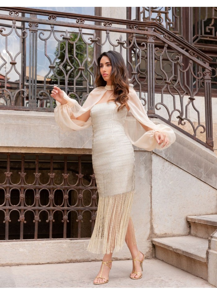 Party dress with glitter and detachable chiffon...