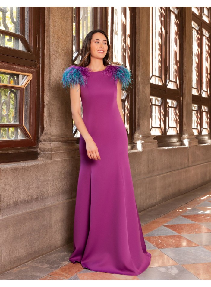 Longue robe de soirée sirène avec épaules en...