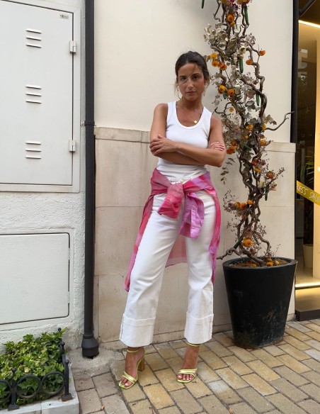 Lime and gold party sandal with straps