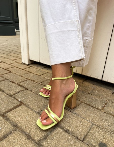 Lime and gold party sandal with straps