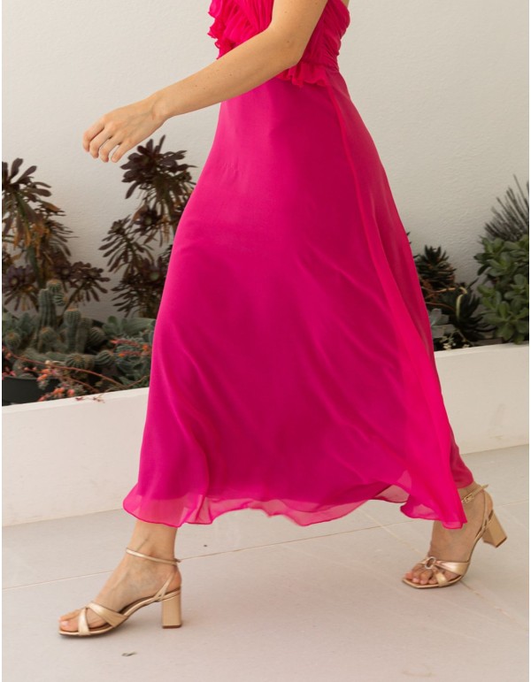 Sandale de soirée en cuir doré avec bracelet à la cheville