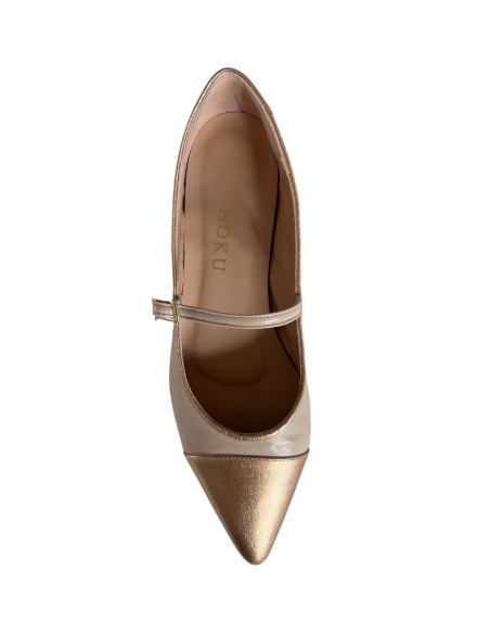 Leather ballerina pumps with metallic details