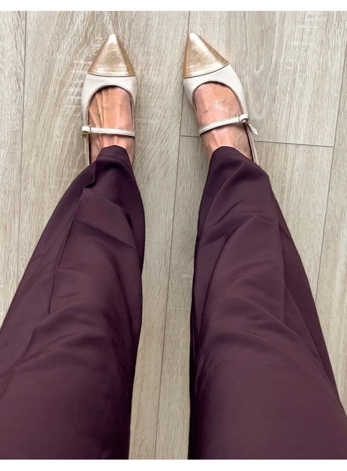 Leather ballerina pumps with metallic details