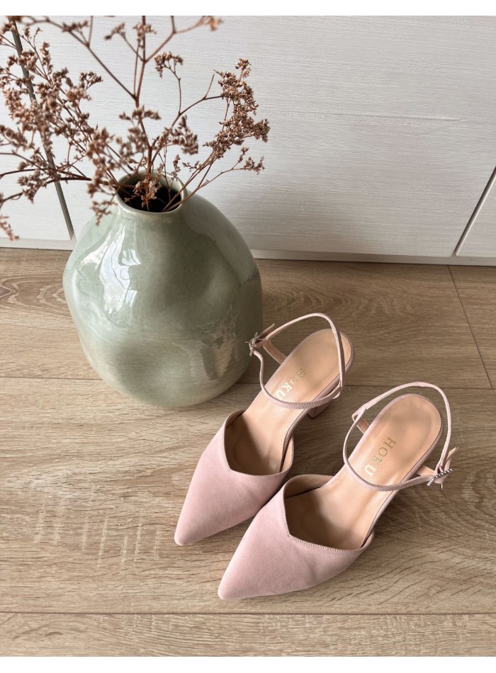 Chaussures de soirée à talons en daim rose