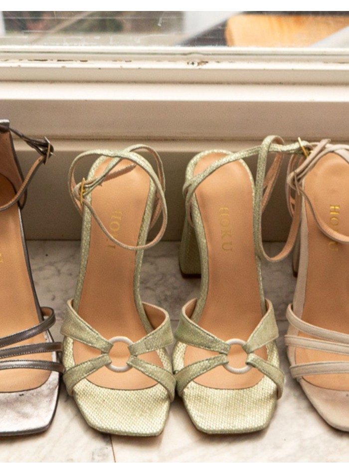 Sandale pour invités en daim texturé vert