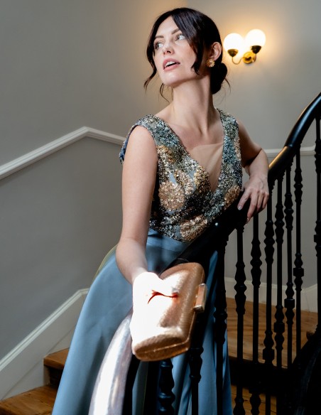 Robe de soirée avec corsage à sequins et jupe évasée