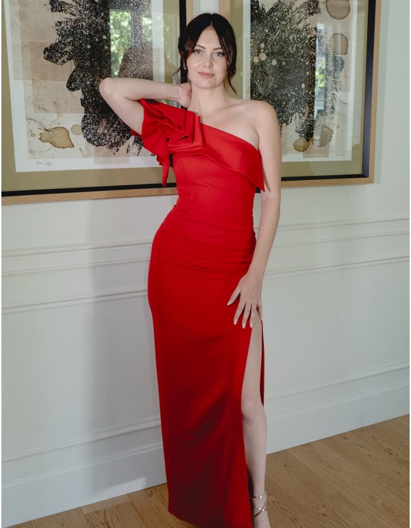 Robe de soirée longue avec encolure asymétrique et maxi... 2