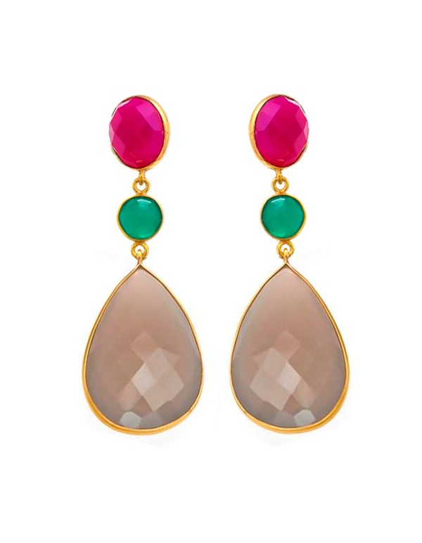 Pendientes largos de fiesta realizados en piedras naturales. Welowe en INVITADISIMA