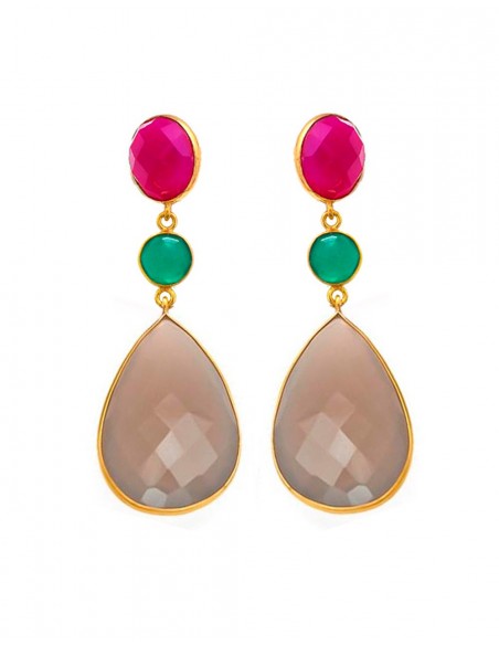 Pendientes largos de fiesta realizados en piedras naturales. Welowe en INVITADISIMA