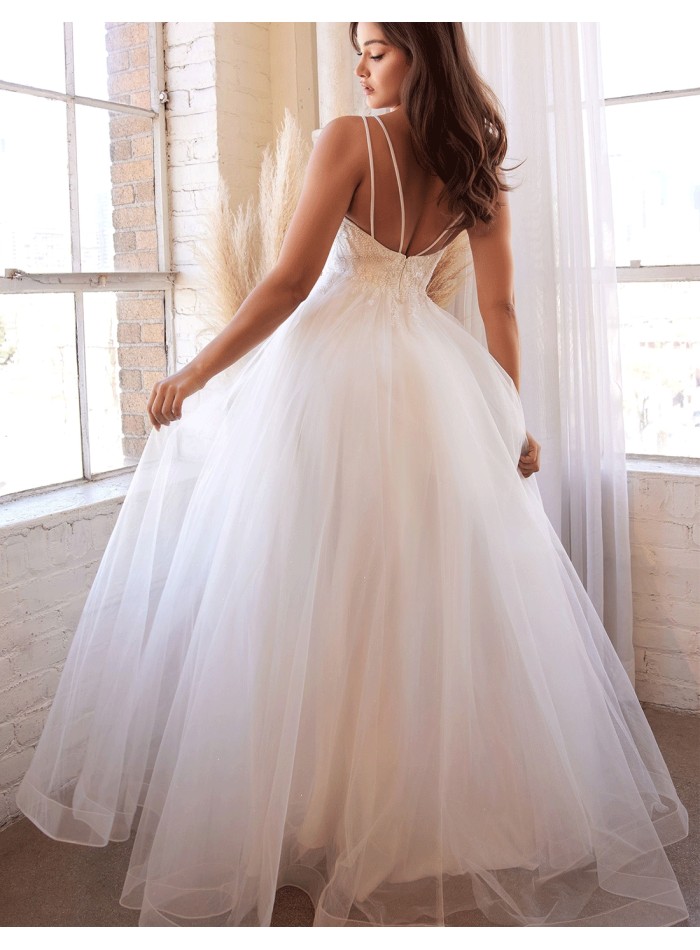 Wedding dress with rhinestone bodice and tulle...