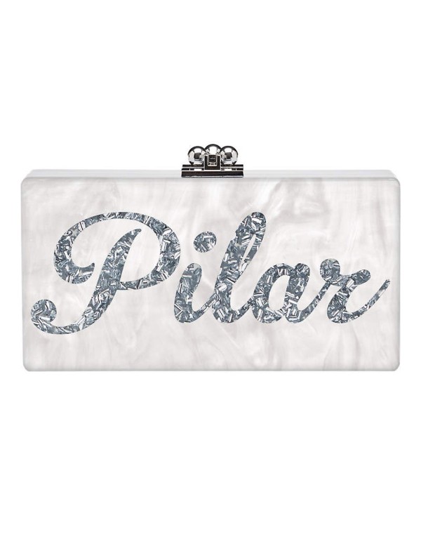 Clutch de fiesta personalizado con tu nombre o la palabra que tú quieras para invitadas perfectas INVITADISIMA 2