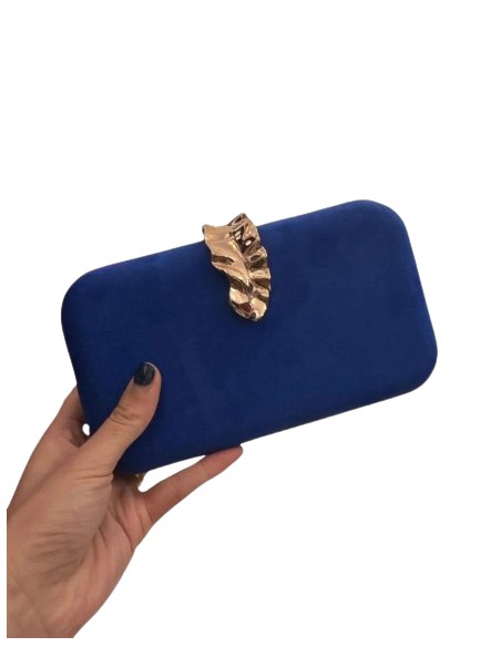 Bolso de fiesta de antelina con broche de hoja dorado - INVITADA PERFECTA