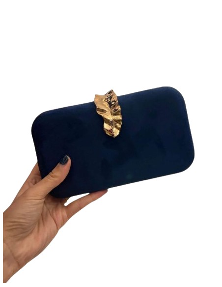 Suede party bag with golden leaf brooch - PERFECT GUEST