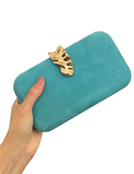 Sac de fête en daim avec broche en forme de feuille d'or - PERFECT GUEST